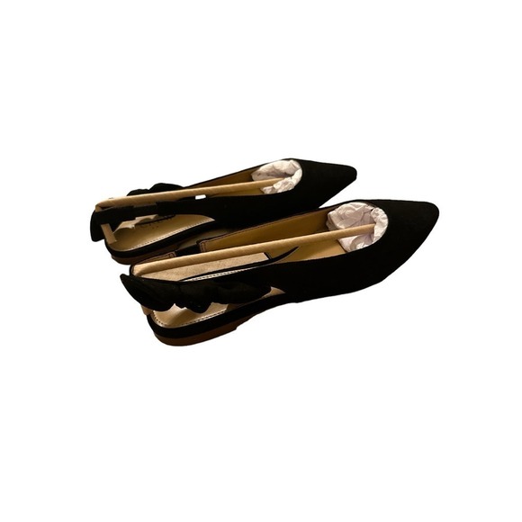 J. Crew Factory Women's Bow Slingback Flats-Suede Pointed Toe Size 6 Black NWT - Picture 2 of 4